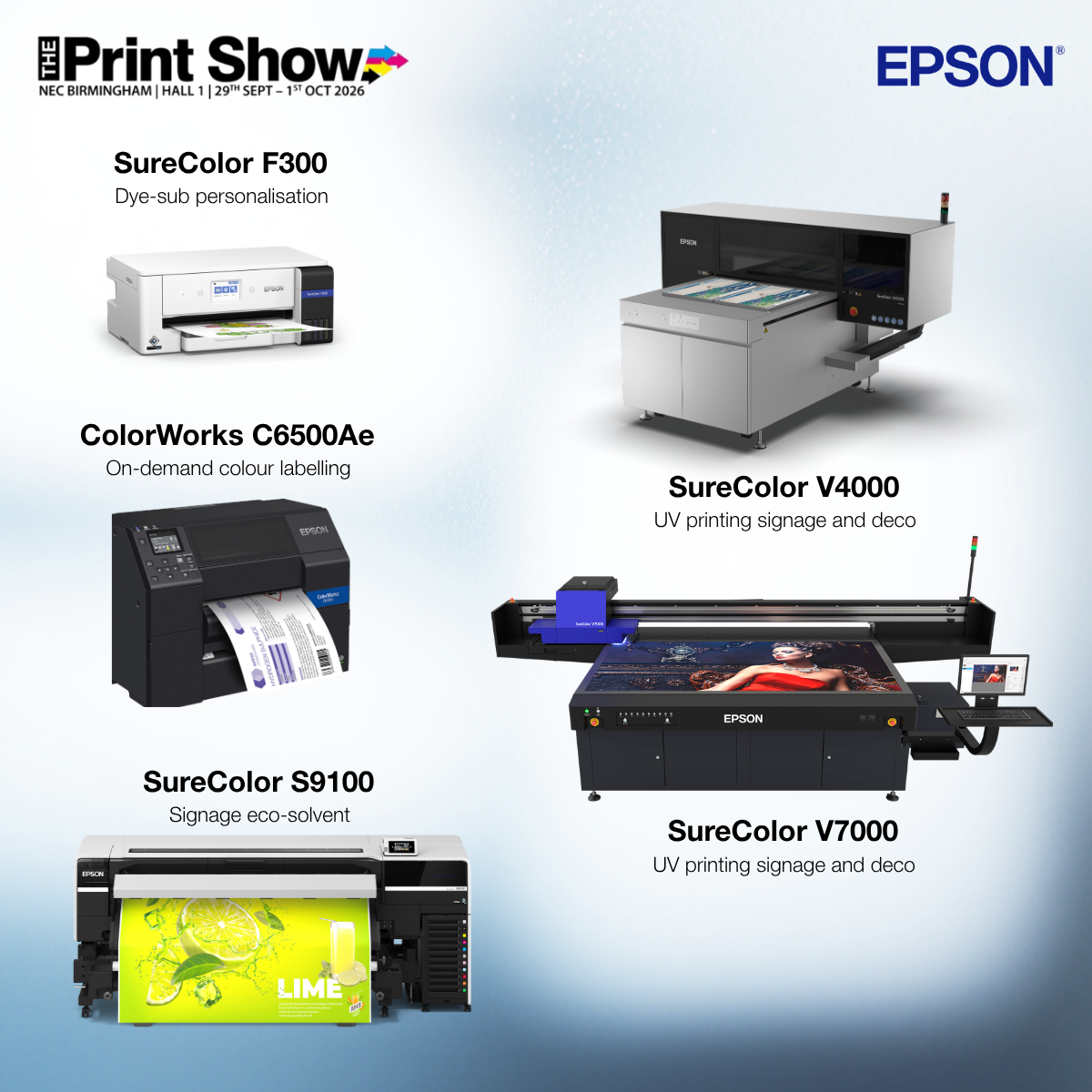 Epson to showcase latest UV, DTF and dye-sublimation innovations at The Print Show and The Sign Show 2026